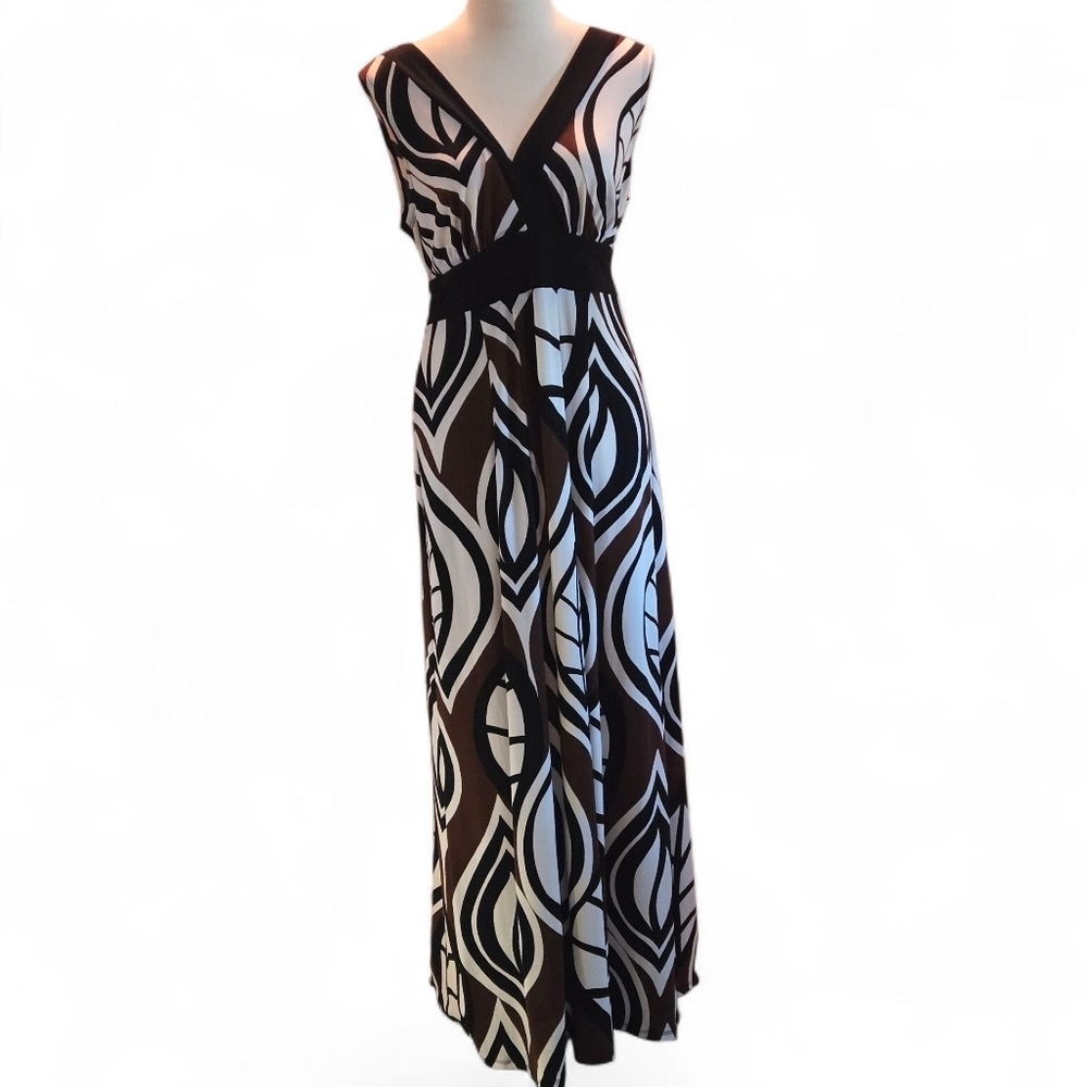 Y2K Bisou Bisou Sleeveless Maxi Dress Women 14W Black Brown White Down-Town Girl - Picture 15 of 15